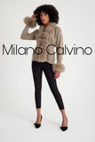 Fur Trimmed Triko Cardigan - Beige - Milano Calvino image 2