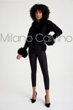 Fur Trimmed Triko Cardigan - Black - Milano Calvino image 2
