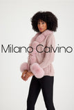 Fur Trimmed Triko Hırk - Pink - Milano Calvino image 2