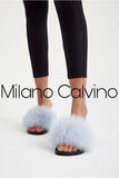 Fur Trimmed Slipper - Açık Blue - Milano Calvino image 2