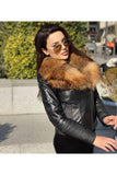 Women’s Fur Collarlı Leather Jacket - Black - Milano Calvino image 2