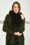 Fur Trimmed Long Triko Cardigan (haki) - Khaki - Milano Calvino image 2