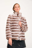 Chinchilla Rex Short Fur Jacket (latte) - Latte Chinchilla - Milano Calvino image 2