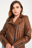 Genuine Leather Women’s Jacket ( Kaherengi ) - Brown - Milano Calvino image 2