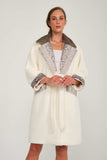 Yılan Mink Detaylı Alcantara Yün Jacket - White - Milano Calvino image 2