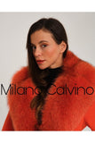 Fur Trimmed Cashmere Coat Orange CASH-DOBLE - Milano Calvino image 2
