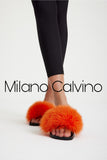 Fur Trimmed Slipper - Orange - Milano Calvino image 2