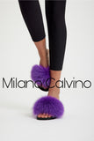 Fur Trimmed Slipper - Purple - Milano Calvino image 2
