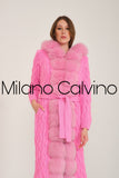 Fur Trimmed Long Triko Cardigan (gum Pink) - Milano Calvino image 2