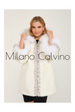 Alcboll Fox White Alcantara Fur Trimmed Coat - Milano Calvino image 2