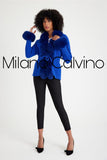 Fur Trimmed Triko Cardigan - Blue - Milano Calvino image 2