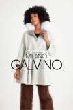 Alpaca Wool & Fur Trimmed & Çift Taraflı Women’s Coat - White - Milano Calvino image 2