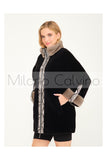 Alcboll Black Alcantara Fur Trimmed Coat - Milano Calvino image 2