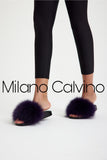 Fur Trimmed Slipper - Patlıcan - Milano Calvino image 2
