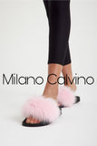 Fur Trimmed Slipper - Pink - Milano Calvino image 2
