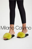 Fur Trimmed Slipper - Fosfor Sarı - Milano Calvino image 2