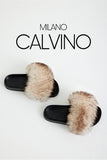 Fur Trimmed Slipper - Cream - Milano Calvino image 2