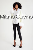 Fur Trimmed Triko Cardigan - White - Milano Calvino image 3