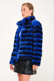 Chinchilla Rex Short Fur Jacket (gece Bluesi) - Night Blue Chinchilla - Milano Calvino image 3