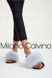 Fur Trimmed Slipper - Açık Blue - Milano Calvino image 3