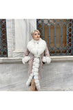 Sultan Fur Trimmed Alpaca Coat ( White ) - Beige/White - Milano Calvino image 3