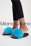 Fur Trimmed Slipper - Sky Blue - Milano Calvino image 3