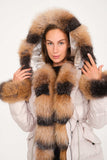 Women’s Fur Trimmed Roz Şişme Parka (roz - Fross Kombin) - Rose Frost Combination - Milano Calvino image 3