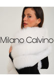 Fur Shawl & Scarf (shadow) - White - Milano Calvino image 3