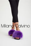 Fur Trimmed Slipper - Purple - Milano Calvino image 3