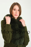 Fur Trimmed Long Triko Cardigan (haki) - Khaki - Milano Calvino image 3
