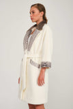 Yılan Mink Detaylı Alcantara Yün Jacket - White - Milano Calvino image 3