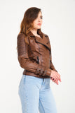 Women’s Genuine Leather Jacket - Brown - Milano Calvino image 3