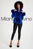 Fur Trimmed Triko Cardigan - Blue - Milano Calvino image 3