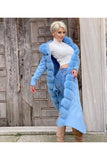 Women’s Fur Trimmed Long Triko Cardigan - Blue - Milano Calvino image 3