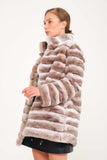 Chinchilla Rex Long Fur Jacket (latte) - Chinchilla Latte - Milano Calvino image 3