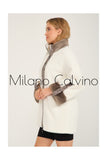 Alcboll White Alcantara Fur Trimmed Coat - Milano Calvino image 3