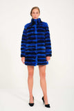 Chinchilla Rex Long Fur Jacket (gece Bluesi) - Night Blue Chinchilla - Milano Calvino image 3