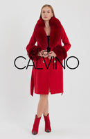 -DOBLE- Cashmere Coat w/ Fur ( Red )