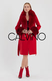 -DOBLE- Cashmere Coat w/ Fur ( Red )