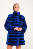 Chinchilla Rex Long Fur Jacket (gece Bluesi) - Night Blue Chinchilla - Milano Calvino image 4