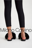 Fur Trimmed Slipper - Black - Milano Calvino image 4