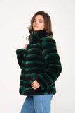 Chinchilla Rex Short Fur Jacket ( Green ) - Chinchilla Green - Milano Calvino image 4