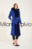 Fur Trimmed Long Triko Cardigan (Navy) - Milano Calvino image 4