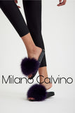 Fur Trimmed Slipper - Patlıcan - Milano Calvino image 4