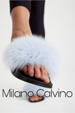 Fur Trimmed Slipper - Açık Blue - Milano Calvino image 4