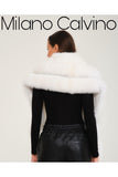Fur Shawl & Scarf (shadow) - White - Milano Calvino image 4