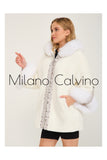 Alcboll Fox White Alcantara Fur Trimmed Coat - Milano Calvino image 4