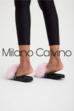 Fur Trimmed Slipper - Pink - Milano Calvino image 4