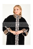 Alcboll Black Alcantara Fur Trimmed Coat - Milano Calvino image 4