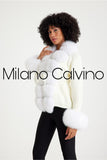 Fur Trimmed Triko Cardigan - White - Milano Calvino image 4